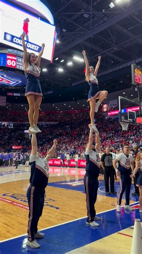 Arizona Cheerleaders & Mascots on Instagram: "Free stunt action during the U16 timeout 🐻⬇️ #arizonacheerleading #beardown"