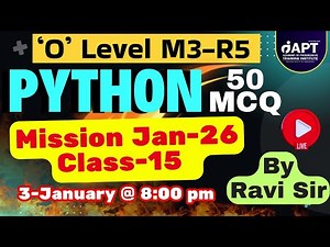 M3 R5 Python | 16th Live Class | O Level Python MCQ | 50 MCQs Questions and Answers | #aptinstitute