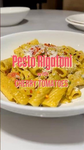 15-Minute Pesto Rigatoni with Burst Cherry Tomatoes 🍅