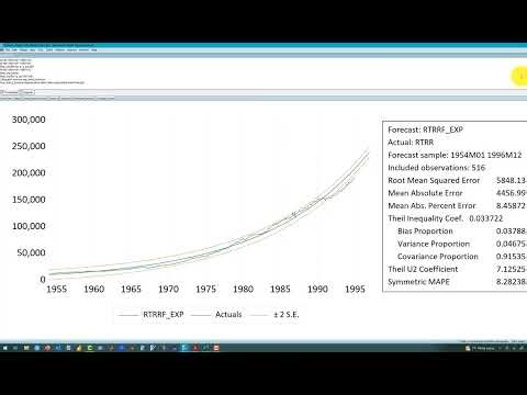 Forecasting Exponential Trends, Logarithmic Trend and Forecast Model Evaluation in Eviews