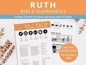 Ruth Printable Bible Summary Cheat Sheet, Old Testament Books of the Bible Breakdown, Christian Inductive Study, Daily Devotional Guide - Etsy