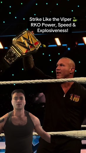 From 0 to RKO ⚡ Train Explosive Like the Viper! Here are the home and gym workouts based off of the RKO!!!! 🏋️ Gym RKO Workout – “Viper Power” Goal: Explosive lower-body drive, upper-body strength, and core stability to mimic the RKO’s sudden strike. 🔹 Warm-Up (5–10 min) \t•\tTreadmill jog or rower – 5 min \t•\tDynamic stretches: hip circles, arm swings, torso twists – 2 min 🔹 Explosive Lower Body (Jump & Snap) \t1.\tBarbell Squats – 4x8 (power for sudden drop/strike) \t2.\tBox Jumps / Step-U