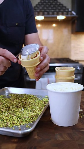 Booza with Ashta made in the most traditional way. Originated in Syria, this style of ice cream is stretchy and chewy due to the mastic resins and pounding in a freezer drum. Ingredients: \t• 1 liter whole milk \t• 300-500 ml heavy whipping cream. This is to increase fat content so amount is up to you \t• 200g sugar \t• 1 package of Sahlab mix or 1 tsp of real Sahlab if available. \t• 4-5 pieces of mastic. \t• Package of cream Ashta (optional) Steps: \t1. Add some sugar to the mastic and crush t