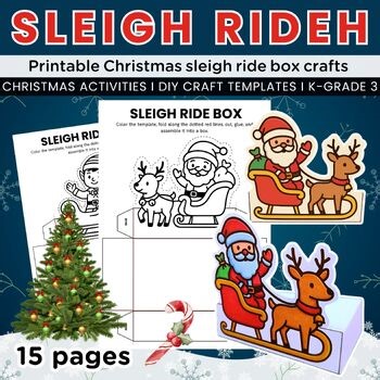Christmas Sleigh Ride Box, DIY Coloring Crafts Templates, Holiday Activities