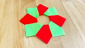 折り紙　クリスマスリース　8枚での簡単な作り方　かわいい折り方 – ゆいのおりがみ研究室