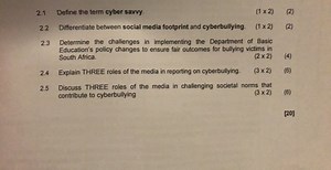 2.1 Define the term cyber savvy.2.2 Differentiate between soc... | Filo