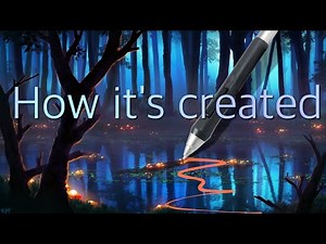 Digital Art Made in GIMP Tutorial "Glowing Wetlands" 🍄 Digital Speed Painting