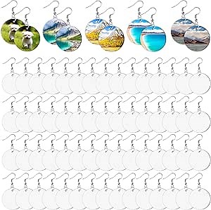 210 Pcs Sublimation Earring Blanks Round Bulk Double Sides 70pcs MDF Sublimation Blank Products with 70 Hooks and 70 Jump Rings Heat Transfer Sublimation Blanks Earring for Printing DIY Craft