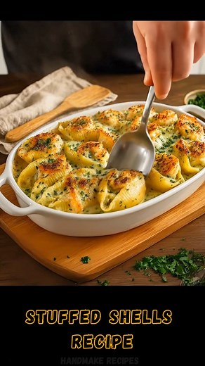 Creamy Shrimp Stuffed Shells 🦐 | Protein 32g A rich, ultra-creamy stuffed shells dish packed with tender shrimp, herbs, and a golden bubbly top—perfect for a cozy, high-protein comfort meal that looks as impressive as it tastes! 📝 Ingredients: ✦ Jumbo pasta shells – 12 cooked ✦ Shrimp, cooked & chopped – 250 g ✦ Ricotta cheese – 1 cup ✦ Mozzarella cheese, shredded – 1 cup ✦ Parmesan cheese – ¼ cup ✦ Garlic, minced – 2 cloves ✦ Fresh parsley, chopped – 2 tbsp ✦ Heavy cream – 1 cup ✦ Butter – 1 