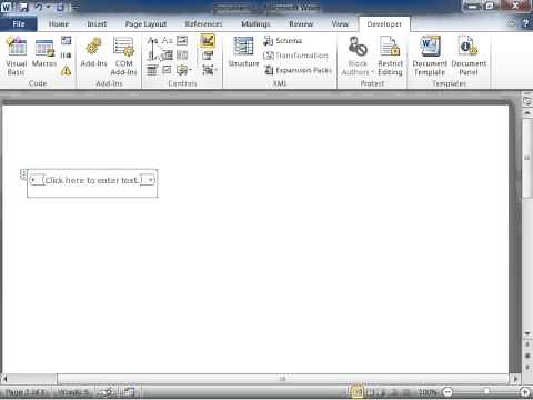 Add Instructional Text to a Form - Word 2010