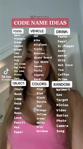 Code name ideas!❤️🤍❤️🤍#summer #cute #glowup #girls #fame #foryoupage #fypシ #foryou #facts #tips #love #code #codenames