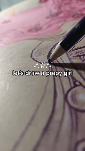 Drawing Process of a Preppy Girl on Toned Paper