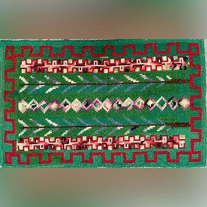 Primitive Crewel Work Rug Cross Stitch on Burlap Antique Wall Handmade#08192410