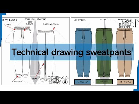 TECHNICAL DRAWING SWEATPANTS } How to draw sweatpants I TECHDRAW