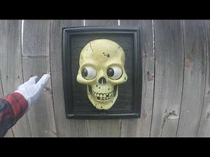 "I See You!" Animated Fright Frame Scary Skull Halloween Prop Vintage Motion Activated Eyes Talking