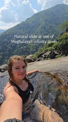 Jessica Meersman on Instagram: "Checked this one off my bucket list ✅️ This spot felt unreal… surrounded by jungle, crystal-clear water, and that infinity-pool view at the end. Meghalaya just keeps surprising me! Definitely one for the books. If you ever get the chance, add this to your list. You won’t regret it If you’d like to experience it too, contact our amazing guide @bah_bright he’ll take great care of you!"
