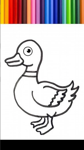 🌈 Desenhar, pintar e colorir um pato para crianças.⭐#217