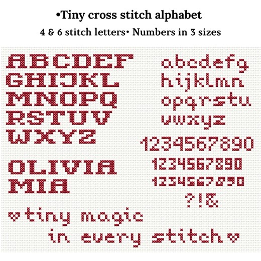 Tiny Cross Stitch Alphabet Pattern – 4, 6 Stitch Letters (digital Download) - Etsy