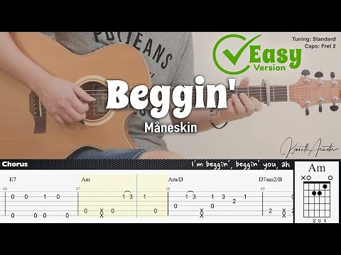 Beggin' (Easy Version) - Måneskin | Fingerstyle Guitar | TAB + Chords + Lyrics