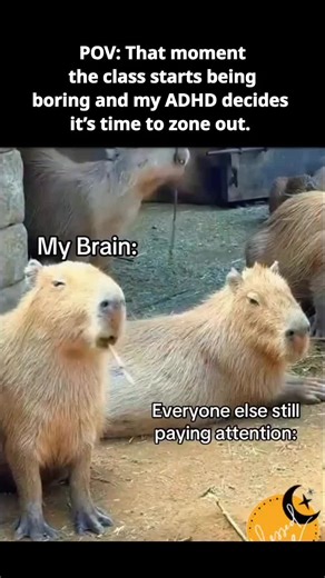 As soon as the stimulation drops below a certain level, the brain automatically checks out for an unscheduled mental vacation. It is an involuntary survival mechanism to keep things interesting even when the surrounding environment goes quiet. 😆✈️ Do you ever snap back to reality and realize you missed the last ten minutes of a conversation? Follow @get_inflow for more 💗 ------------------------------------------ ADHD brain? We've got you. Take the first step with the free ADHD Traits Quiz lin