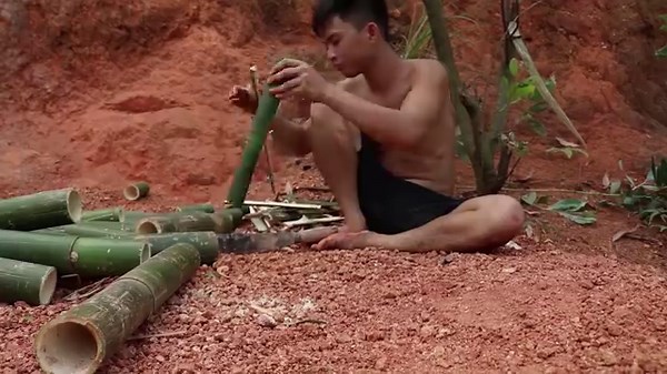 Build a fish pond in bamboo house