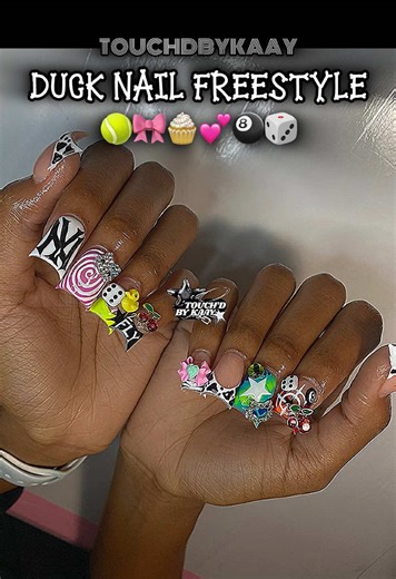 Freestyle Duck Nails: 3D Dice, NY Design & Croc Print