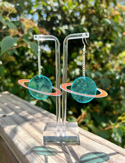 Saturn Earrings (music Festival Jewelry, EDM Earrings, Rave Jewelry, Planet Earrings, Celestial Jewelry, Festival Earrings, Outer Space) - Etsy