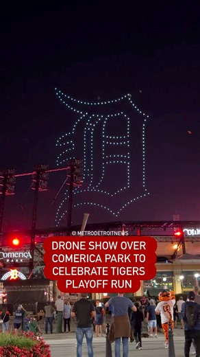 169K views · 5.9K reactions | GO TIGERS  : Detroit Tigers lit up the night with a postseason drone show over Comerica Park as the Tigers face the Seattle Mariners in the ALDS. The series is tied 1–1 — Game 3 is coming up in Detroit this week. More news: themetrodetroitnews.com | Metro Detroit News | Facebook