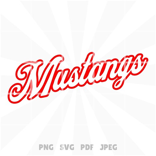 Mustangs Script Logo: Red Varsity Wordmark Design, Classic Team Name Graphic ( Svg Png Jpeg Pdf ) - Etsy