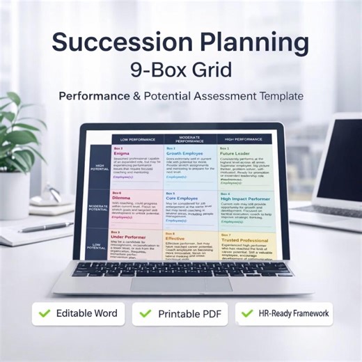 9-box Succession Planning Template | Performance & Potential Grid | HR Talent Matrix | Editable Word and PDF - Etsy