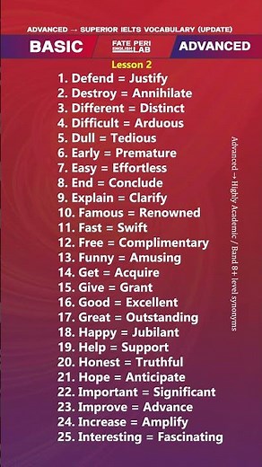 Boost Your IELTS Vocabulary: Advanced to Superior Words lesson 2