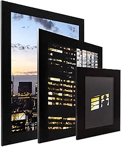 | Magnetic Wall Hanging Photo Frames – 5x7”, 8x10”, 11x14” | Black & White | Acrylic Picture Frames | No Wall Damage | Framed Photo Included | Home Wall Decor (Set of 3, Black)