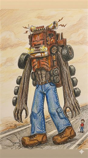 How to draw ​"Siren Head: The Ten-Wheeled Horror" (ไซเรนเฮด: ความสยองขวัญสิบล้อ)(เครดิต sirenhead สร้างโดย Trevor Henderson) #konlawitchannel #sirenhead #artist #art #drawing #geminipro #ไซเรนเฮด #reels | กลวิทย์ ธิบูรณ์บุญ