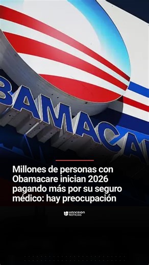 🩺 Millones de personas con Obamacare inician 2026 pagando más por su seguro médico. Desde este 1 de enero, 22 millones de personas con Obamacare están enfrentando mayores costos en su seguro médico tras el vencimiento de los subsidios. Expertos prevén que el aumento podría provocar que al menos cuatro millones de personas se queden sin protección. Informa @angiesandovaltv. 📺 Más del Noticiero Univision a las 6:30pm/5:30C y Edición Nocturna a las 11:30pm/10:30C. #Obamacare #Salud #SeguroMédico