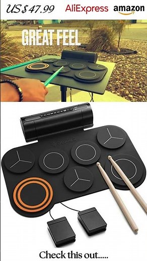 Donner Electronic Drum Set | 7-Pad Roll Up Drum Kit with Built-In Speaker 🥁✨ #shorts #trendingshorts