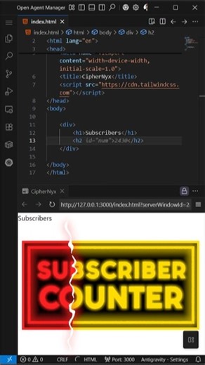 This JavaScript Subscriber Counter Will Blow Your Mind #tutorial #shorts