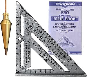 Swanson Tool Co Value Pack with Aluminum Pro Square, Pro Blue Book and 8 Ounce Brass Plumb Bob
