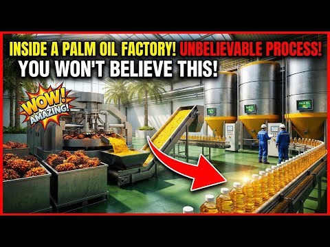 How Palm Oil Is Made In Factory | Modern Palm Harvesting & Processing Technology #ecofactory