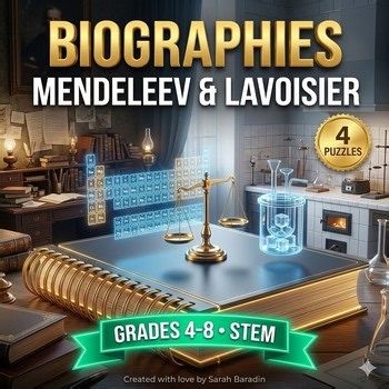 Dmitri Mendeleev & Antoine Lavoisier Chemistry Crossword Puzzle With Word Bank