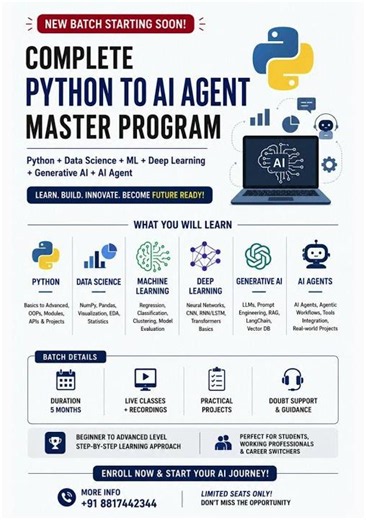 Complete Python to AI Agent Master Program | Data Science, ML, Deep Learning, GenAI & AI Agents