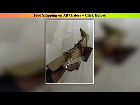 Army Green Rope Cross Tied Knee High Heel Boots Camel Suede Color Patchwork Lace-Up Long Boots