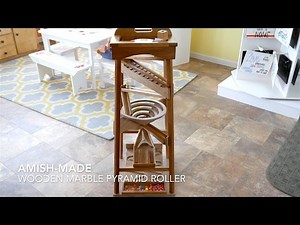 Watch in Action! Amish-Made Wooden Marble Pyramid Tower Toy