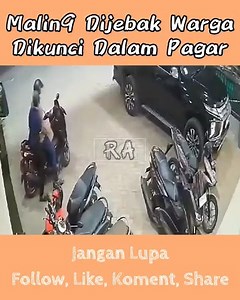 Maling apes! Dijebak warga dan dikunci didalam pagar 😂 #caughtoncamera #thiefcaught #caughtredhanded #caughtintheact #viralvideo #crimewatch #streetfootage | Rizky Aulia