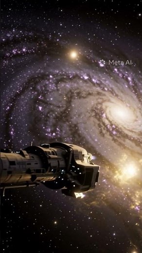 A journey through a galaxy nebula, stars and gas clouds glowing in purple and gold