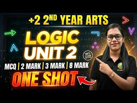 +2 2nd Year Arts Logic Unit 2 🔥 || One Shot Complete || MCQ, 2, 3 & 8 Mark Questions