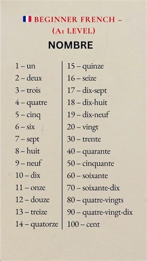 Learn French numbers from 1 to 100 🇫🇷✨Listen, repeat, and save this for practice!