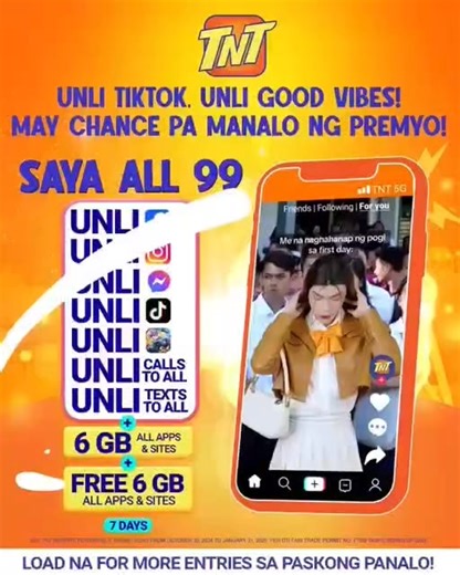 14K views · 32 reactions | Talk ‘N Text (TNT) Stay connected with TNT! Discover promos & rewards, sim upgrade and stay-up-to-date with its latest offers and more! To further explore available promos and their corresponding access codes and inclusions, visit the TNT Camp Saya website, www.tntph.com. #BrandPartner #2025FiestaExecutiveCommittee #SidlakDanao #DanaoHereAndNow #DanaoCity #TNT #DanaoCityFiesta2025Sponsor | Danao-City Gov't | Facebook