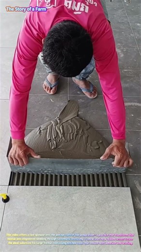 Perfect Bed for Perfect Tiles: Watch a Master Create Fluted Mortar with a Notched Trowel! 🏗️✨