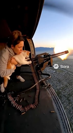 1.8K views · 38 reactions | Cat shooting machine gun off of a helicopter #funny #catvideos #ai ￼ | Guardian Angels Cat Rescue & Adoption Shelter | Facebook