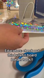 Easy Bulletin Board Border Tip! Save time and money with this genius bulletin board trick! Instead of buying pre-cut borders, user @vibing_with_vicky shows how to layer and cut shiny wrapping paper to create stunning borders for your boards. A budget-friendly classroom decor idea that looks amazing and makes your displays pop. Perfect for teachers who want quick, affordable, and stylish solutions. #teacher #teachersoftiktok #teachertok #firstyearteacher #teacherhack #teachertips #school #kinderg